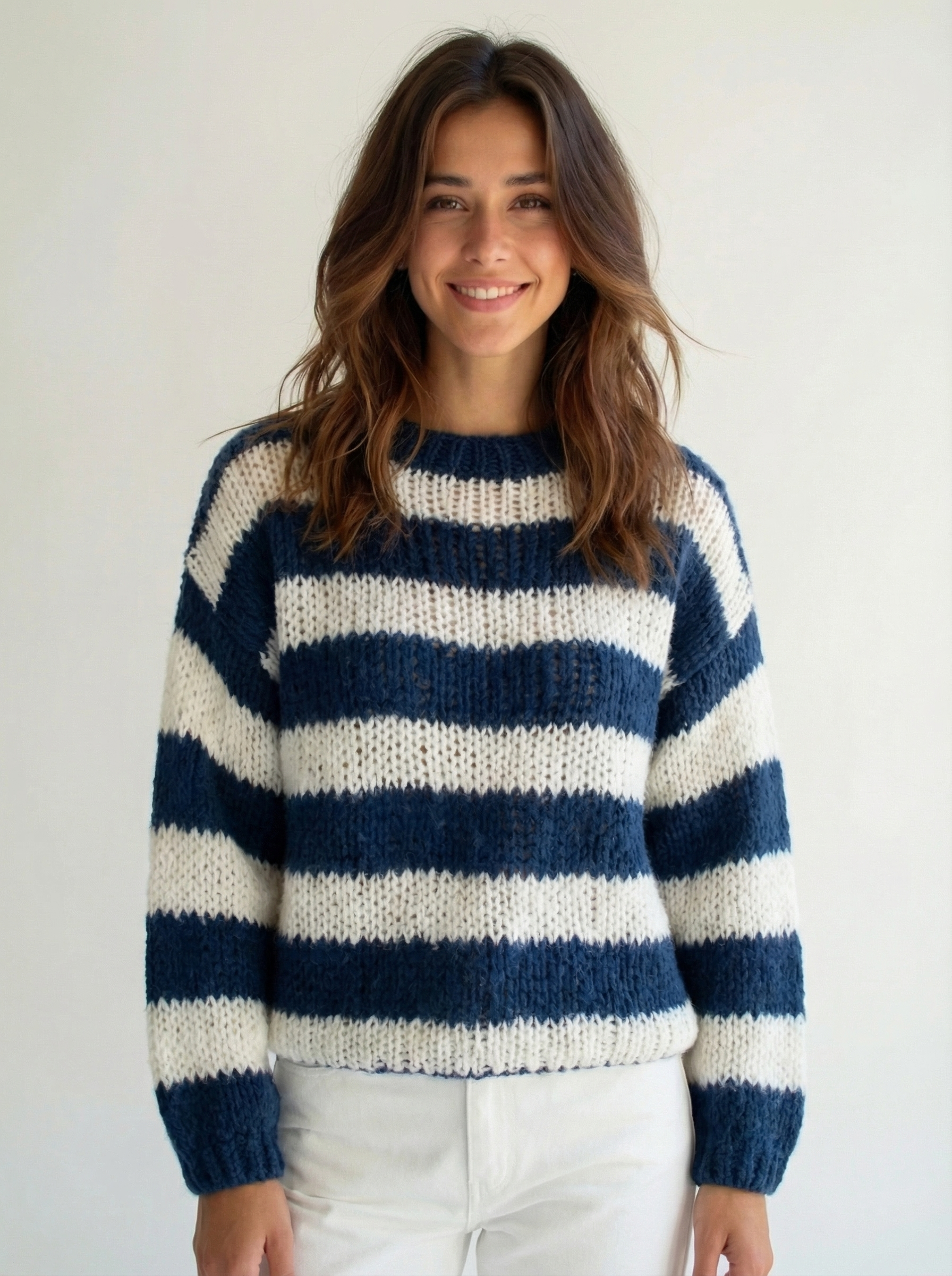 The Striped Knit Sweater Blue