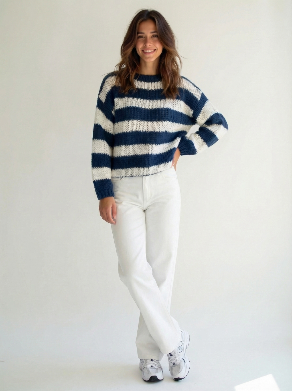 The Striped Knit Sweater Blue