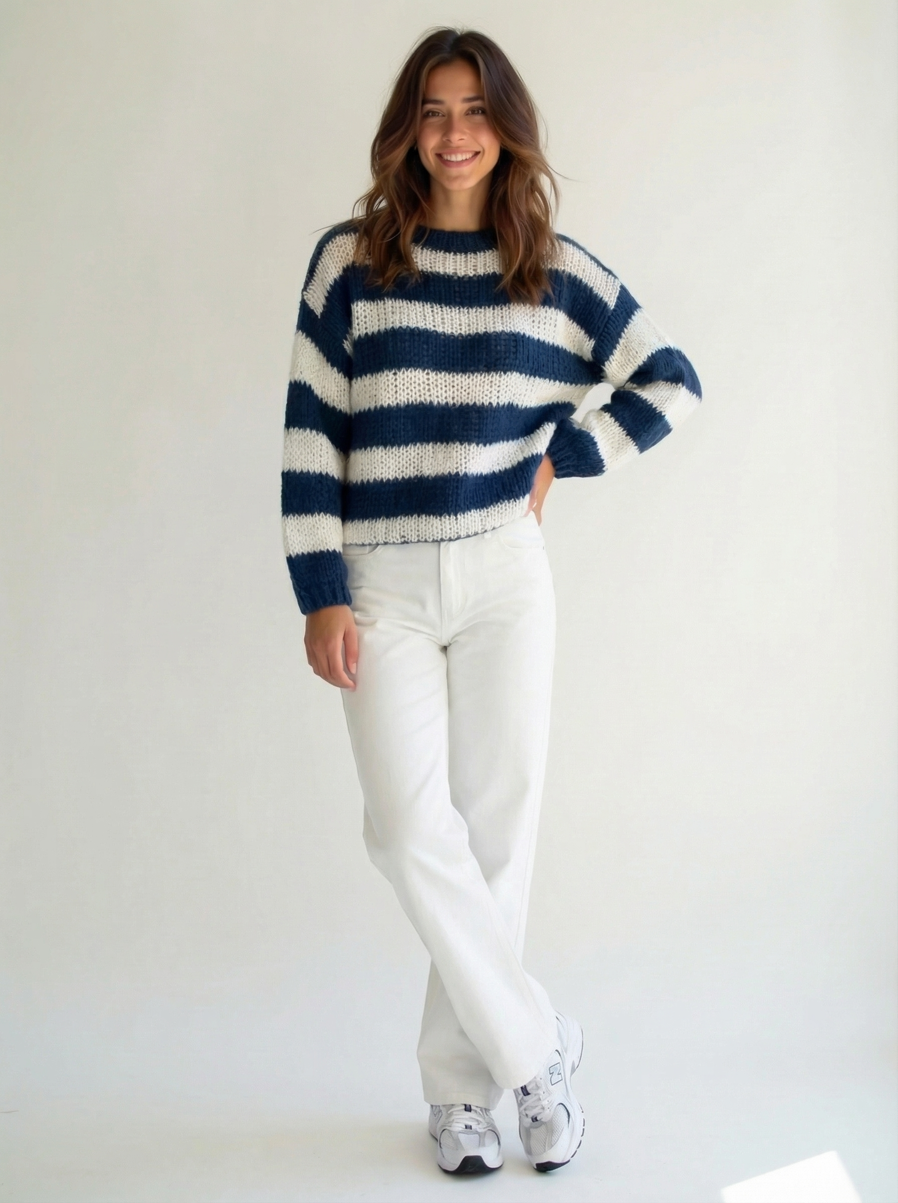 The Striped Knit Sweater Blue