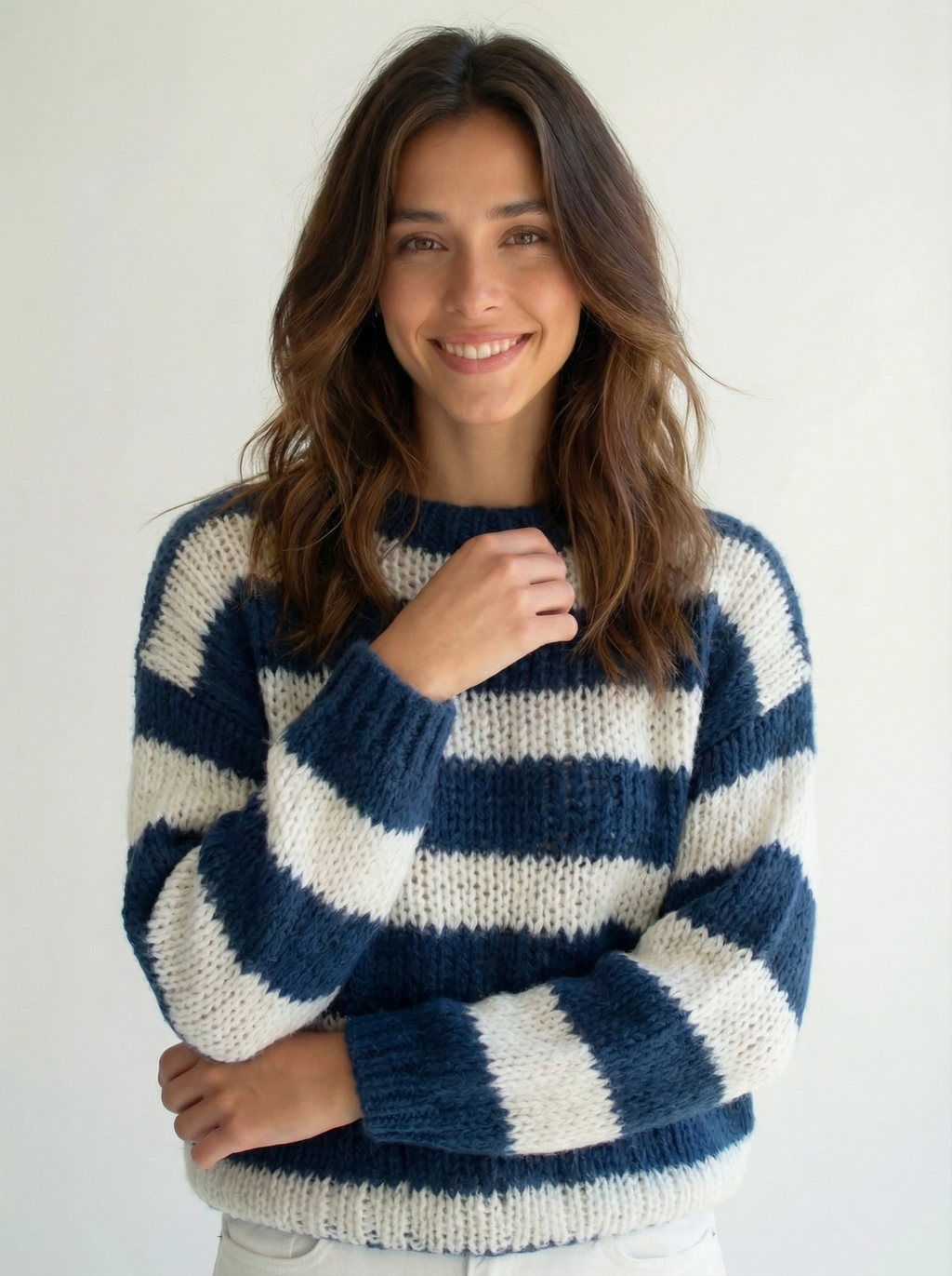 The Striped Knit Sweater Blue