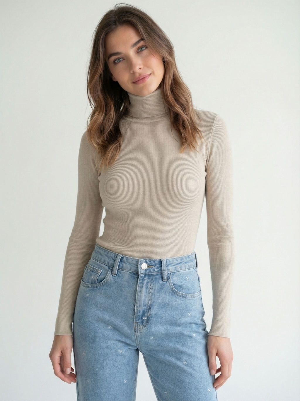 The Ribbed Turtleneck Khaki