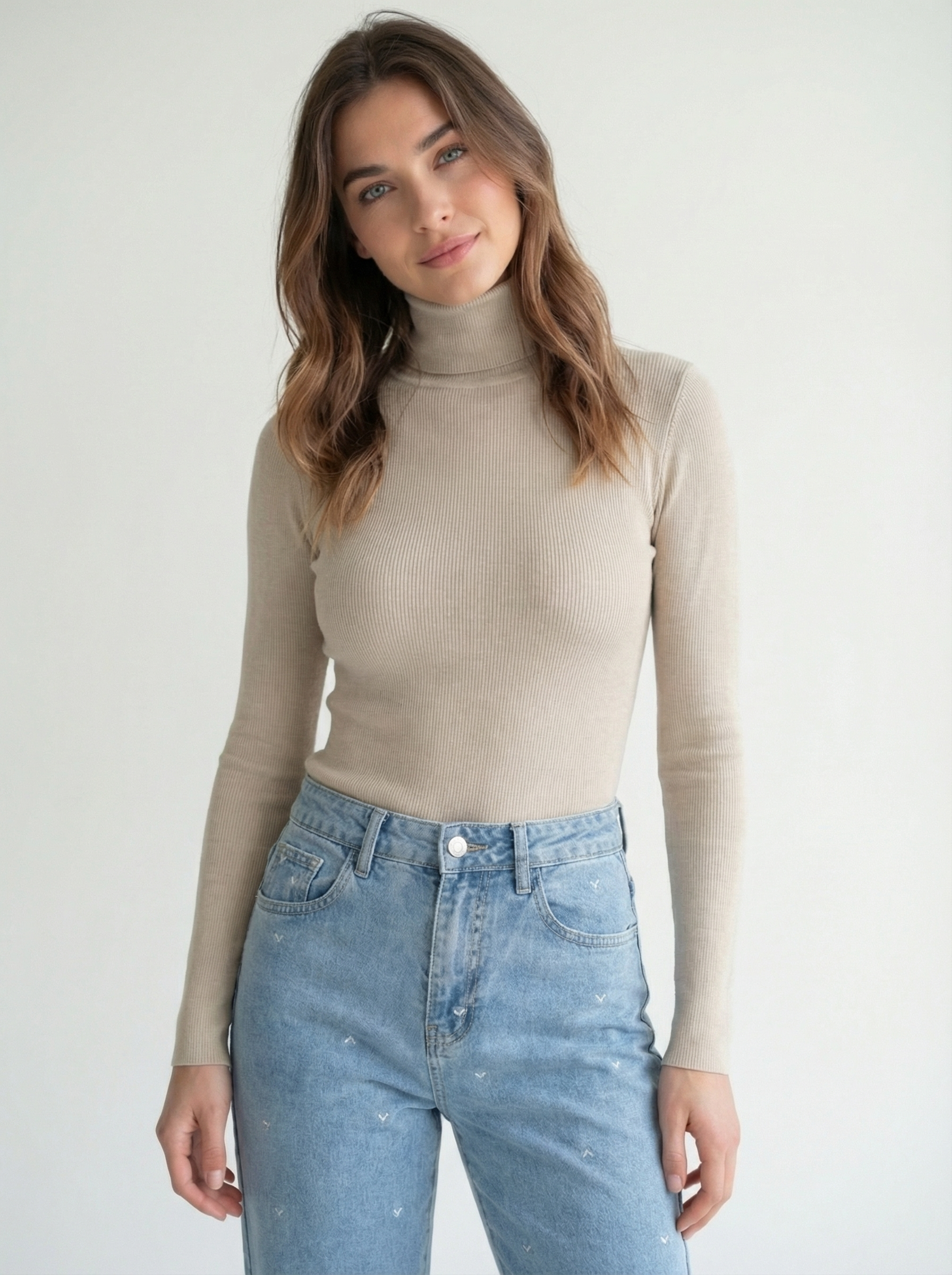 The Ribbed Turtleneck Khaki