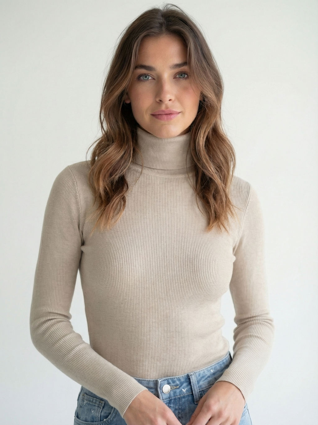 The Ribbed Turtleneck Khaki