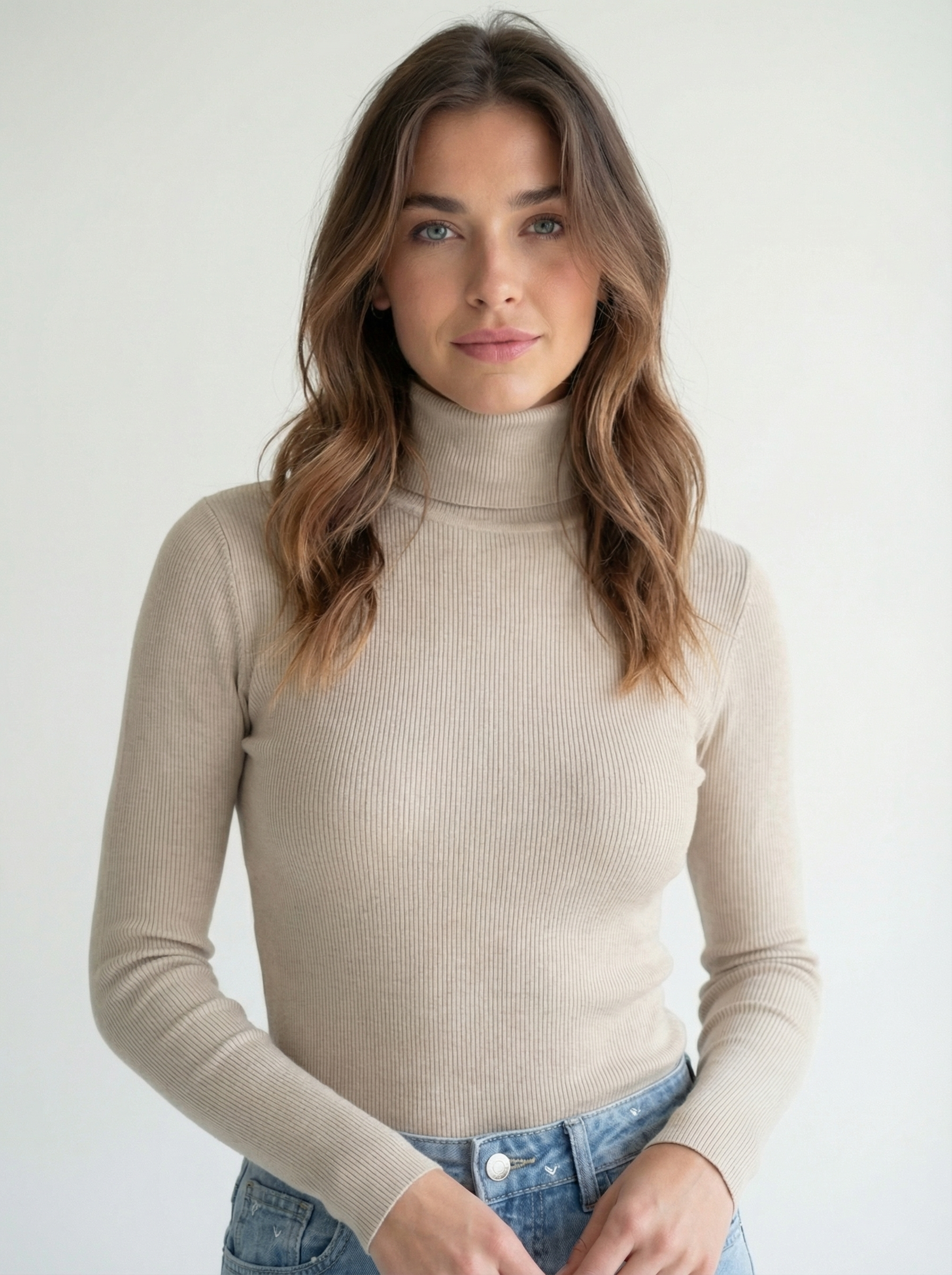 The Ribbed Turtleneck Khaki