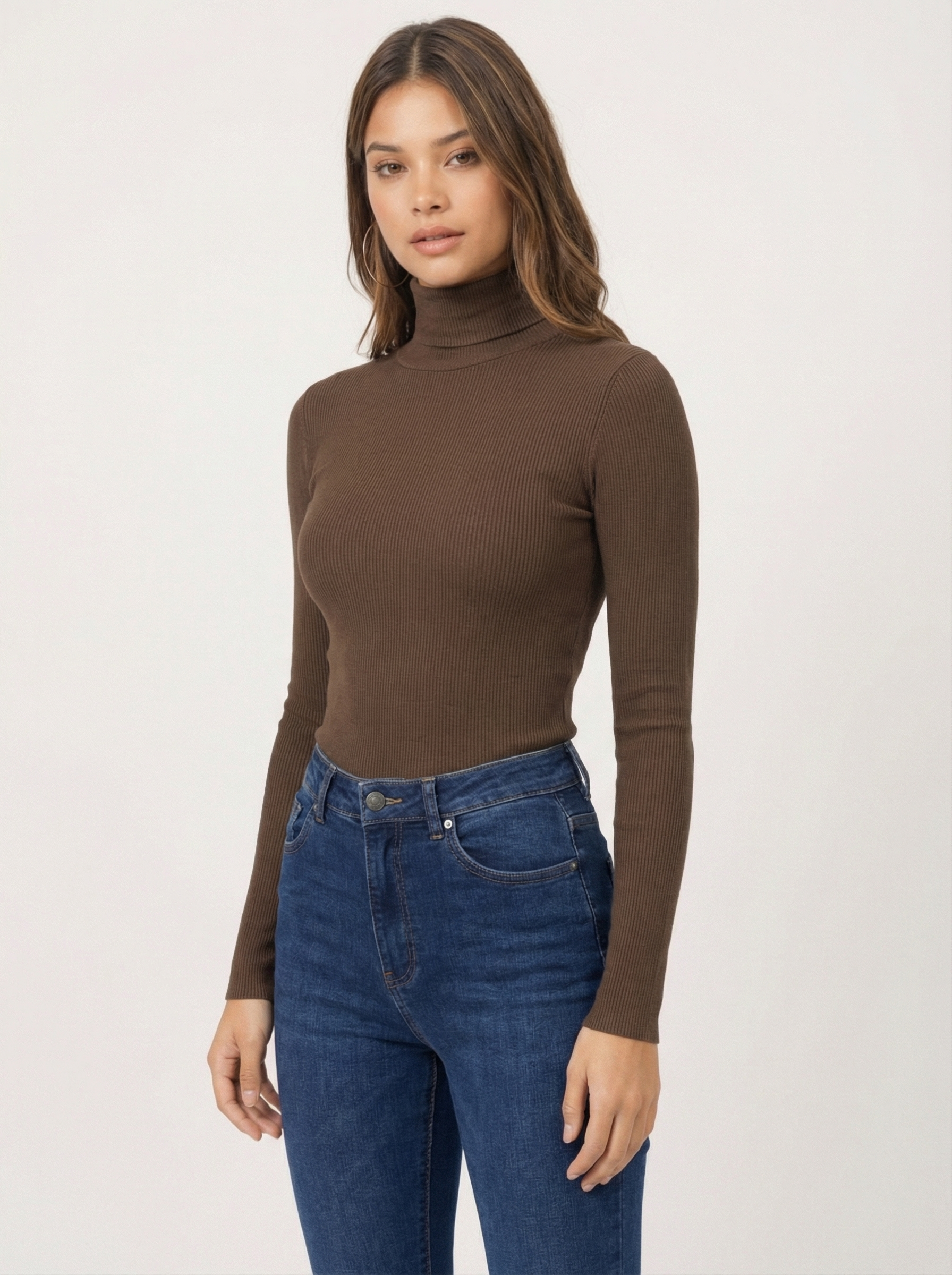 The Ribbed Turtleneck Brown