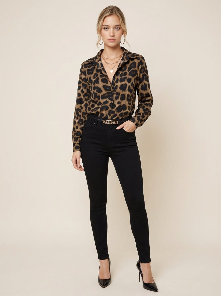 The Leopard Blouse Brown