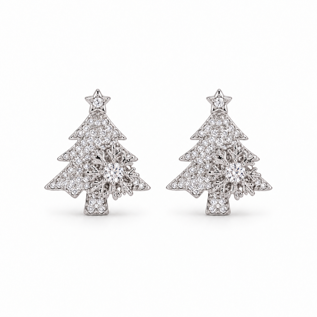 Diamond Christmas Tree Earrings