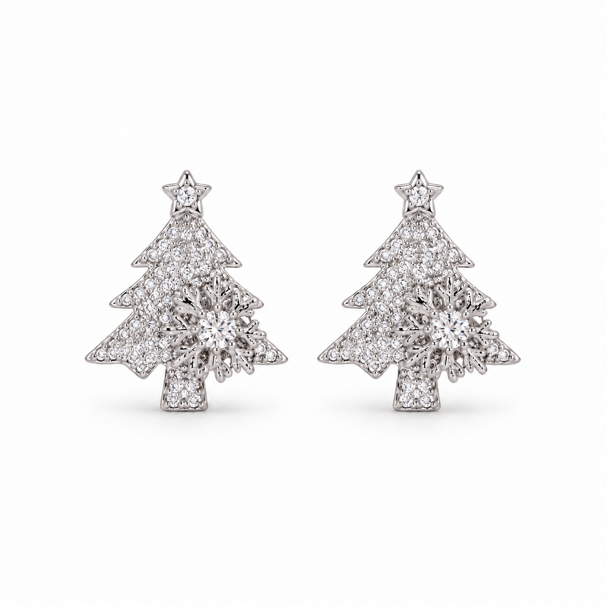 Diamond Christmas Tree Earrings