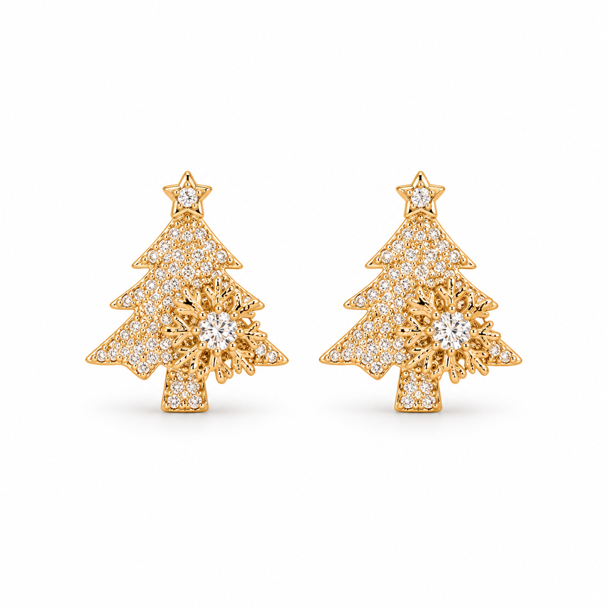 Diamond Christmas Tree Earrings