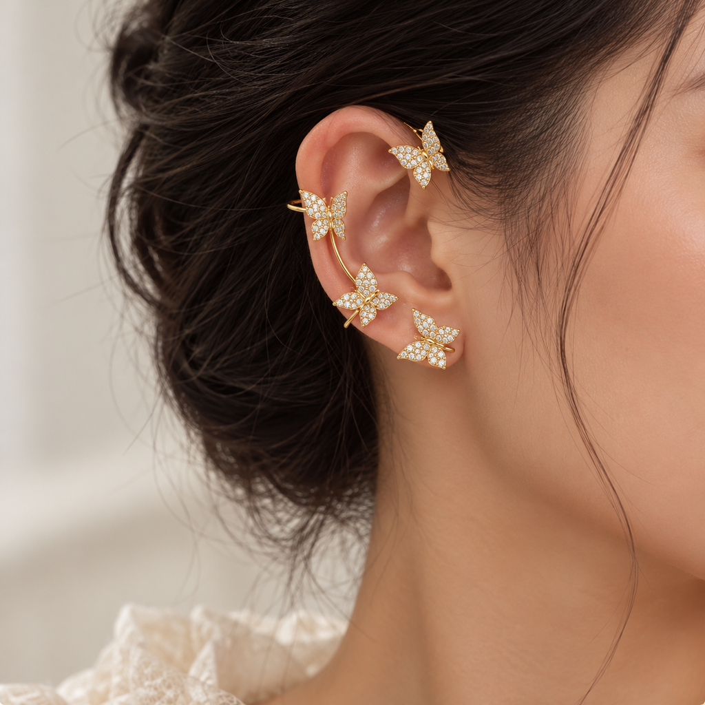 Butterfly Ear Clip Set